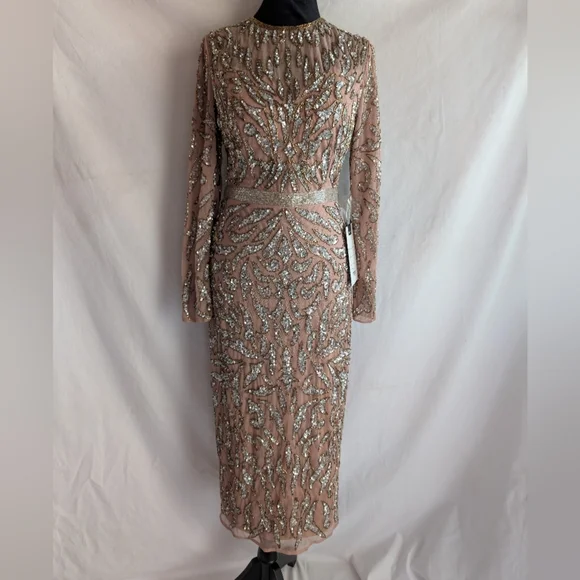 NWT Mac Duggal EMBELLISHED ILLUSION SHEATH DRESS #5521